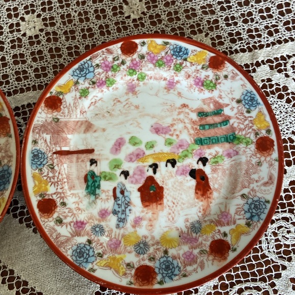 2 oriental plates euc Vintage made in Japan matching - Picture 3 of 5